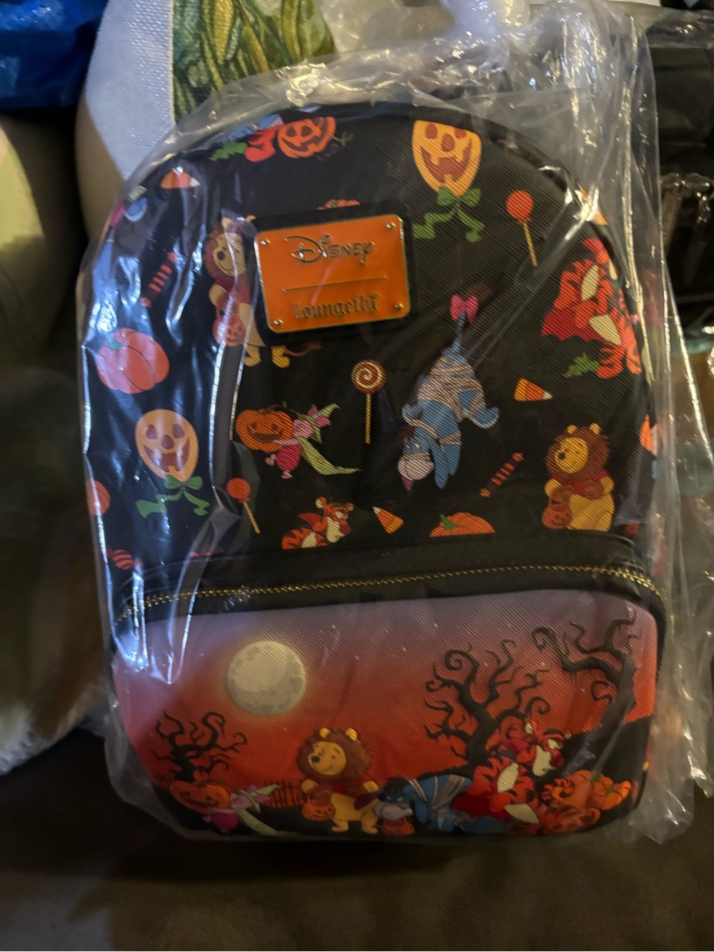 Loungefly Disney Halloween Pooh & Friends Black Orange Red Mini Backpack